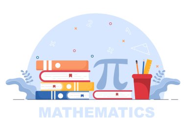 Eğitim ve Bilgi Matematiği Öğrenme Geçmişi Çizgi Film Vektör İllüzyonu. Bilim, Teknoloji, Mühendislik, Formül veya Temel Matematik