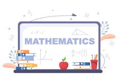 Eğitim ve Bilgi Matematiği Öğrenme Geçmişi Çizgi Film Vektör İllüzyonu. Bilim, Teknoloji, Mühendislik, Formül veya Temel Matematik
