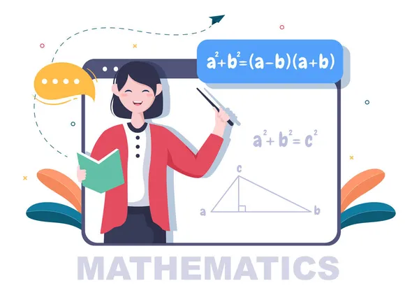 Learning Mathematics Education Knowledge Background Cartoon Vector Illustration Science Technology — Stock Vector