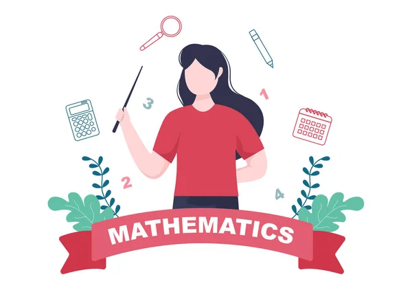 Inlärning Matematik För Utbildning Och Kunskap Bakgrund Tecknad Vektor Illustration — Stock vektor