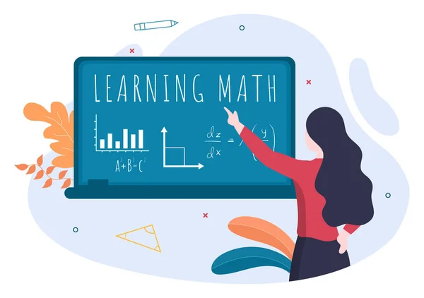 Lernen Mathematik Der Bildung Und Wissen Hintergrund Cartoon Vector Illustration — Stockvektor