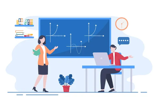 Learning Mathematics Education Knowledge Background Cartoon Vector Illustration Science Technology — Stock Vector