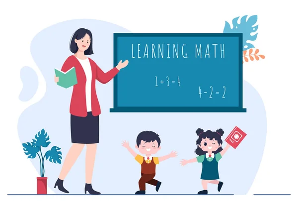 Lernen Mathematik Der Bildung Und Wissen Hintergrund Cartoon Vector Illustration — Stockvektor