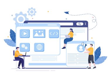 Software Development and Programming Code on Computer Vector Illustration for Technology, Engineer Team, coding, Marketing Material, Business and Presentation clipart svg vector 