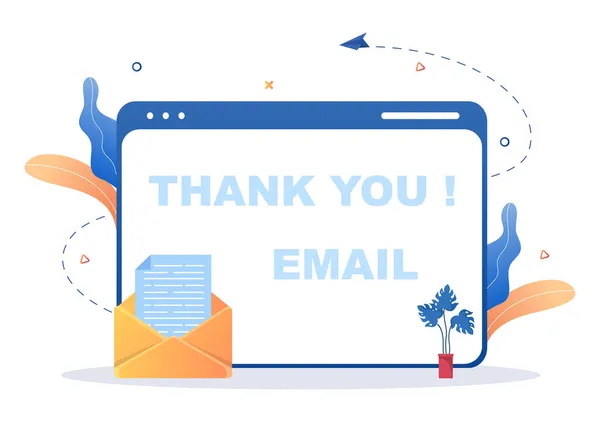 Email Thank You Banner Platte Illustratie Met Envelop Wenskaart Tekst — Stockvector