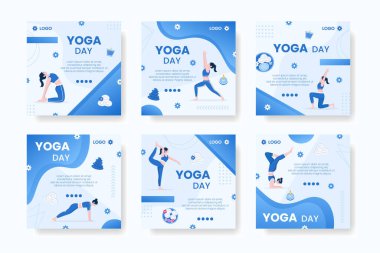 Sosyal medya, Kaynak, Kart, Selamlama, Yazdırma ve Web İnternet Reklamları İçin Uygun Kare Arkaplan Resimlerinin Düzenlenebilir Yoga ve Meditasyonu