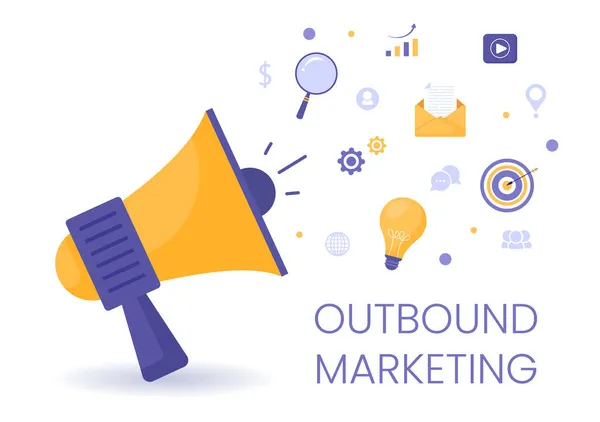 Outbound Marketing Business Vector Illustration Megaphone Design Pentru Atrage Clienții — Vector de stoc