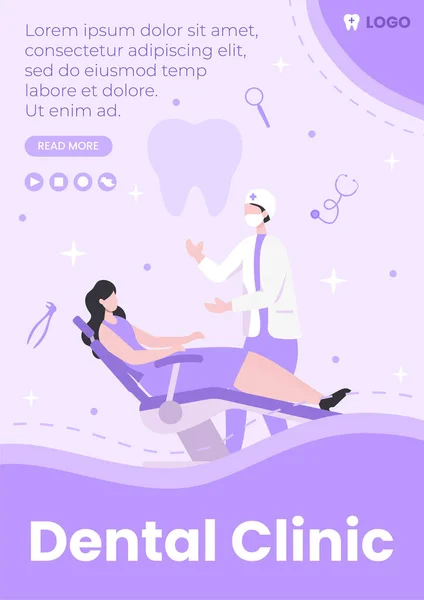 Dental Flat Design Illustration Flyer Editable Square Background Suitable Social — Stock Vector