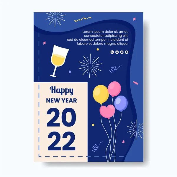 Happy New Year 2022 Poster Template Flat Design Illustration Editable — Stock Vector