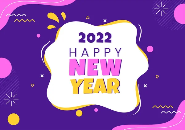 Happy New Year 2022 Template Flat Design Illustration Ribbons Confetti — Stock Vector