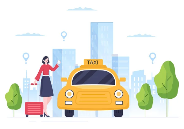Reserva Táxi Online Serviço Viagem Design Plano Ilustração Aplicativo Móvel —  Vetores de Stock