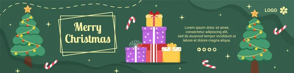 メリークリスマスの日バナーテンプレートフラットデザインイラストソーシャルメディア カード 挨拶やウェブインターネット広告に適した正方形の背景の編集可能 — ストックベクタ