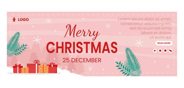メリークリスマスデーカバーテンプレートフラットデザインイラスト編集可能な正方形の背景に適しソーシャルメディア カード 挨拶やウェブインターネット広告 — ストックベクタ