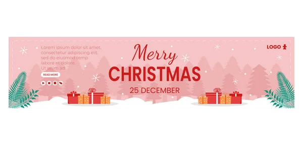 メリークリスマスの日バナーテンプレートフラットデザインイラストソーシャルメディア カード 挨拶やウェブインターネット広告に適した正方形の背景の編集可能 — ストックベクタ