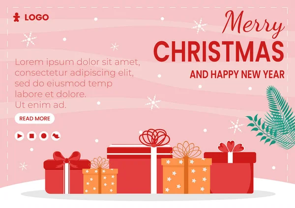 Folheto Dia Natal Feliz Modelo Design Plano Ilustração Editável Fundo — Vetor de Stock