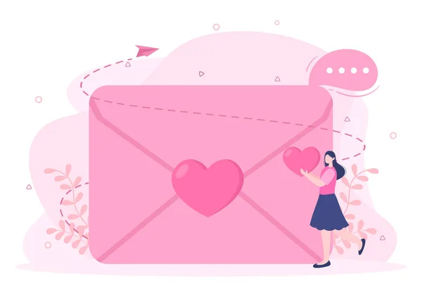 Lettre Amour Fond Illustration Plate Pour Les Messages Fraternité Amitié — Image vectorielle