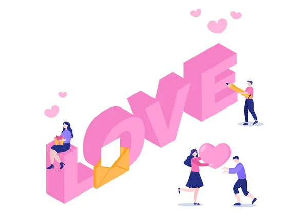 Love Letter Background Flat Illustration Messages Fraternity Friendship Pink Color — 스톡 벡터