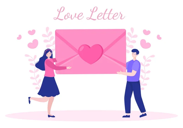 Love Letter Achtergrond Platte Illustratie Voor Berichten Van Broederschap Vriendschap — Stockvector