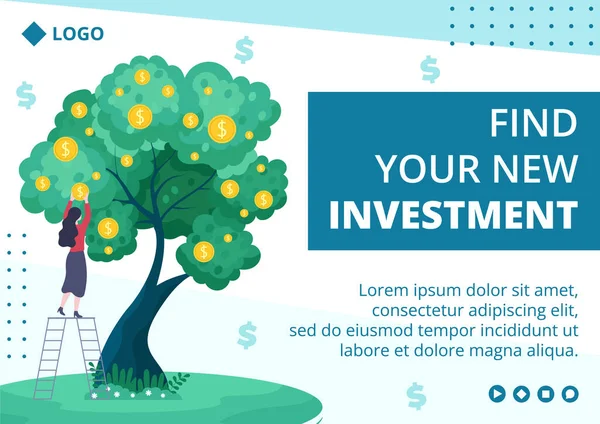 Modelo Brochura Investimento Negócios Ilustração Design Plano Editável Fundo Quadrado — Vetor de Stock