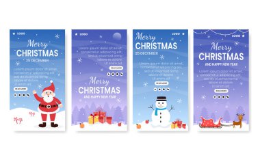 Mutlu Noeller Masallar Flat Design Illustration Editabl, Sosyal medya, tebrik kartı ve internet ilanları için uygun kare arkaplan