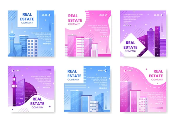 Real Estate Investment Post Template Flat Design Illustratie Bewerkbaar Van — Stockvector