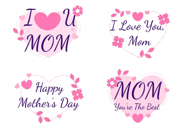Happy Mother Day Mit Schönen Blütenblumen Und Kalligrafie Text Der — Stockvektor