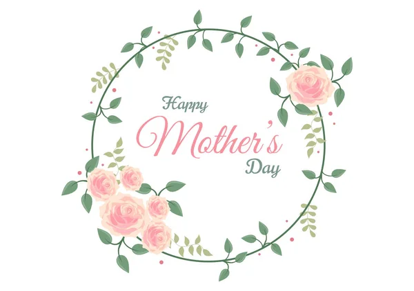 Feliz Dia Das Mães Com Flores Caligrafia Texto Que Comemorativo —  Vetores de Stock