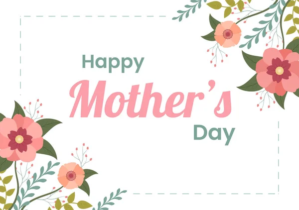 2015 Happy Mother Day Beautiful Bloflowers Calligraphy Text Which Commemorated — 스톡 벡터