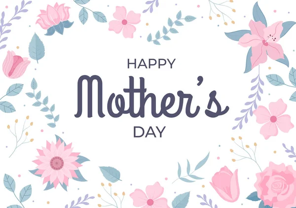 Feliz Dia Das Mães Com Flores Caligrafia Texto Que Comemorativo — Vetor de Stock