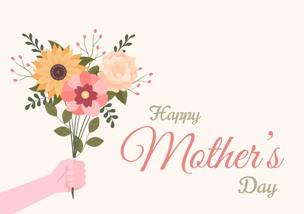 2015 Happy Mother Day Beautiful Bloflowers Calligraphy Text Which Commemorated — 스톡 벡터