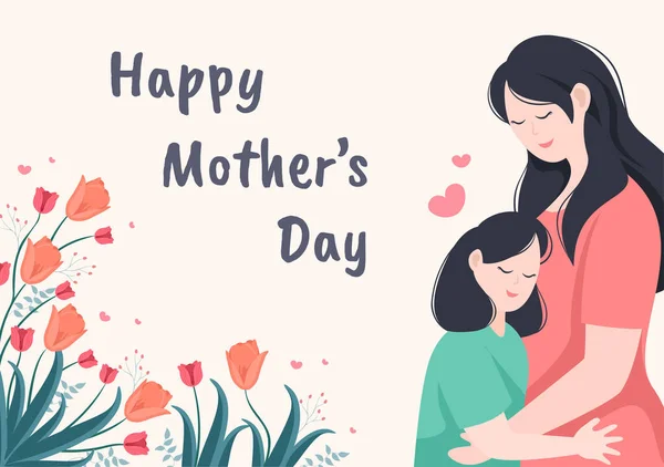 Happy Mother Day Flat Design Illustration Mutter Mit Baby Oder — Stockvektor