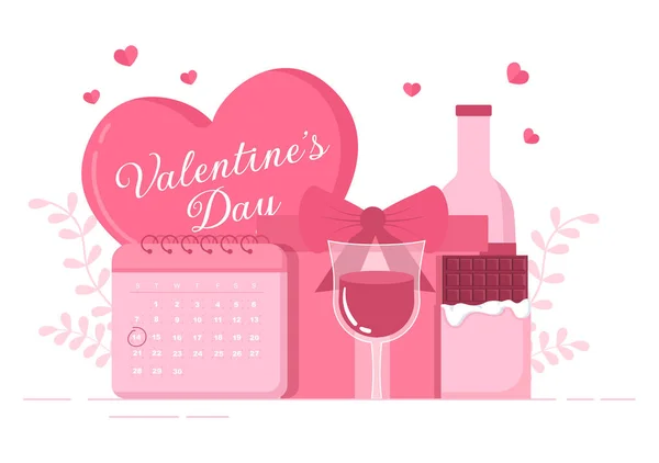 Happy Valentine Day Flat Design Illustration Which Commemorated February Teddy — Stock Vector
