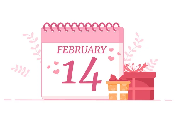 2月17日にテディベア チョコレート 愛のグリーティングカードへの贈り物で記念されているハッピーバレンタインデーフラットデザインイラスト — ストックベクタ