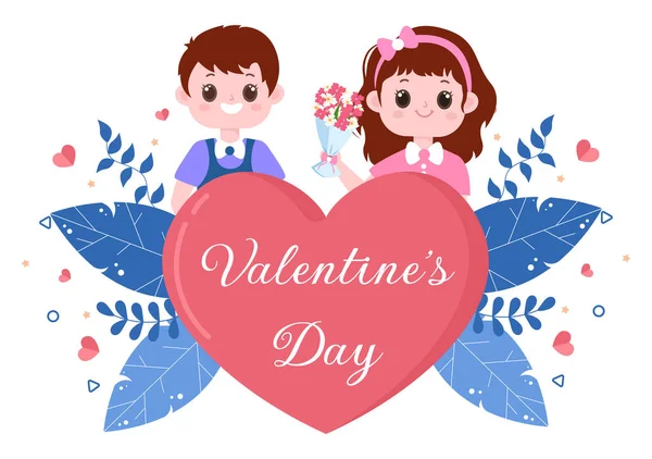 Happy Valentine Day Flat Design Illustration Que Comemorado Fevereiro Com — Vetor de Stock