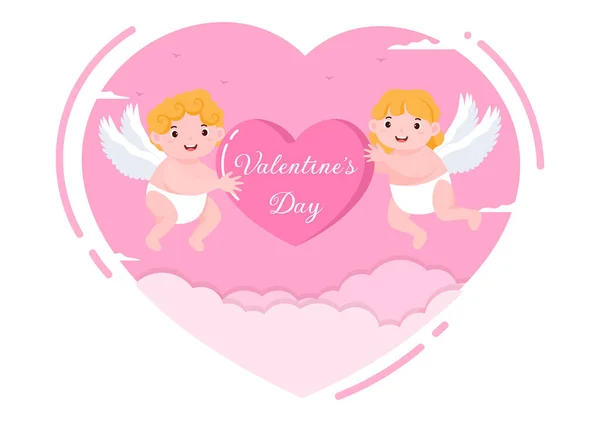 Feliz Dia Dos Namorados Ilustração Design Plano Que Comemorada Fevereiro — Vetor de Stock