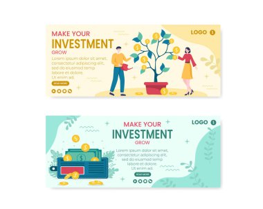 Business Investment Banner Şablon Flat Tasarım Resimleri Sosyal medya, Tebrik Kartı ve İnternet İlanlarına Uygun Kare Arkaplanı Düzenleme