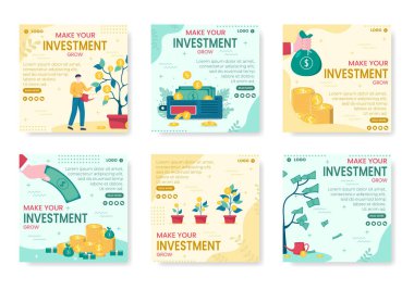 Business Investment Post Şablon Düz Tasarım Resimleri Sosyal medya, Tebrik Kartı ve İnternet İlanlarına Uygun Kare Arkaplan Düzenleme