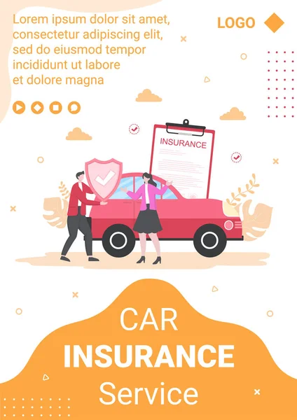 Car Insurance Flyer Template Flat Design Illustration Editable Square Background — Διανυσματικό Αρχείο