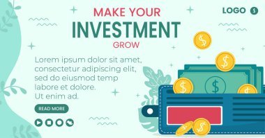 Business Investment Post Şablon Düz Tasarım Resimleri Sosyal medya, Tebrik Kartı ve İnternet İlanlarına Uygun Kare Arkaplan Düzenleme