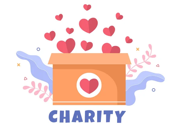 Love Charity Donación Través Del Equipo Voluntario Trabajaron Juntos Para — Vector de stock