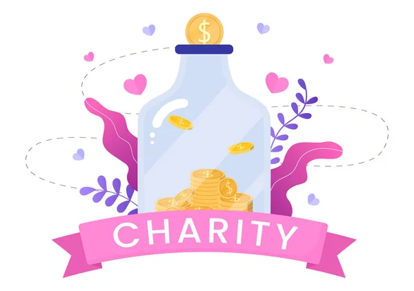 Love Charity Donación Través Del Equipo Voluntario Trabajaron Juntos Para — Vector de stock