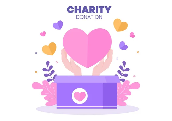 Любовная Благотворительность Пожертвование Через Волонтерскую Команду Поможем Вместе Пожертвования Плакат — стоковый вектор