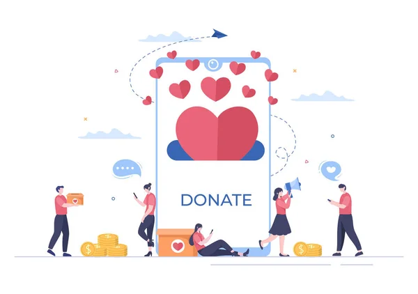 Love Charity Online Giving Donation Volunteer Team Travaillé Ensemble Pour — Image vectorielle