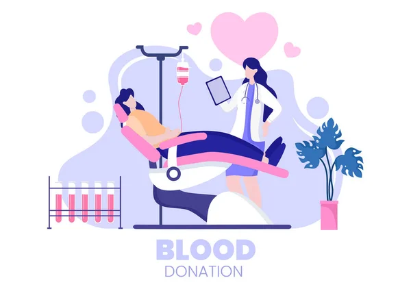 Ama Caridad Donación Sangre Través Equipo Voluntarios Que Colaboran Para — Vector de stock