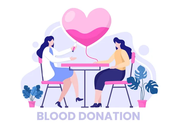 Love Charity Blood Donation Team Volunteers Collaborating Help Collect Donations — Stock Vector