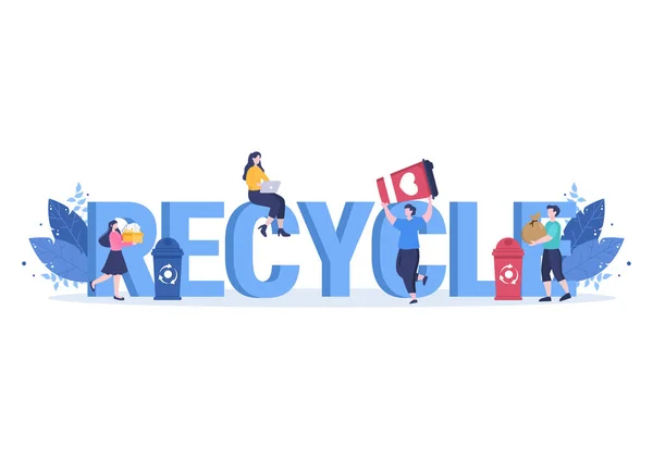 Proceso Reciclaje Con Basura Orgánica Papel Plástico Para Proteger Entorno — Vector de stock