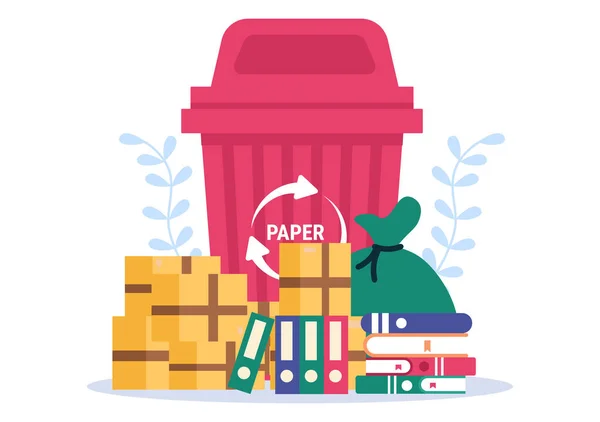 Procédé Recyclage Avec Papier Poubelle Pour Protéger Environnement Écologique Adapté — Image vectorielle