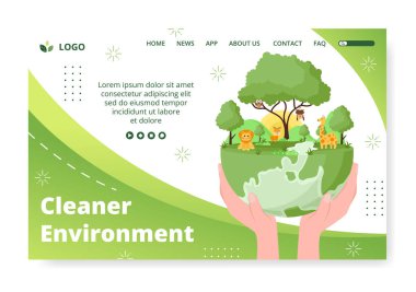 Dünya Gezegeni İniş Sayfa Şablonu Eko Dostane Düzenlenebilir Resim Meydanı Arkaplanını Sosyal medyaya veya Tebrik Kartına Kaydet
