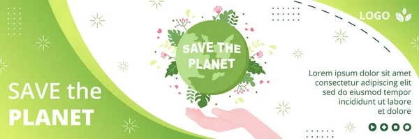 Bespaar Planet Earth Cover Template Platte Ontwerp Milieu Met Eco — Stockvector