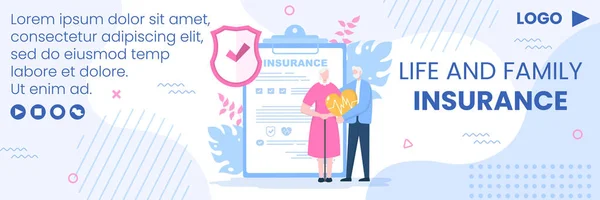 Family Life Insurance Cover Template Flat Design Editable Illustration Square — 스톡 벡터